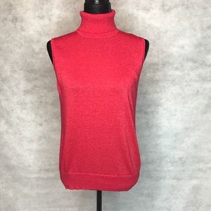 Cable & Gauge Metallic Sleeveless Turtleneck